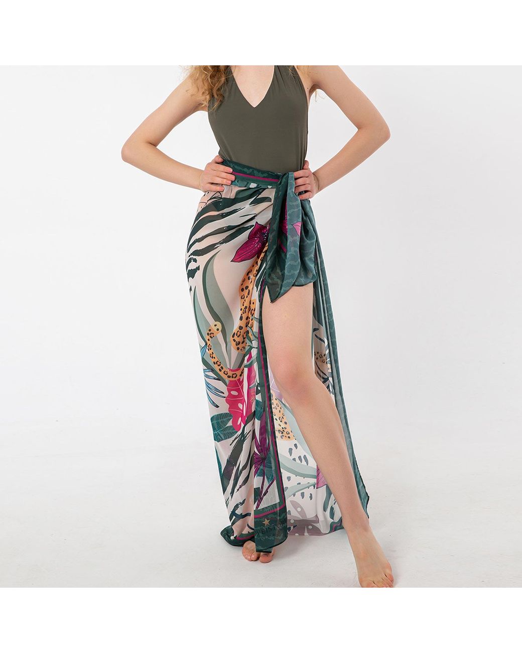 LOVEIST STORE Green Del Rey Tropical Sarong Pareo