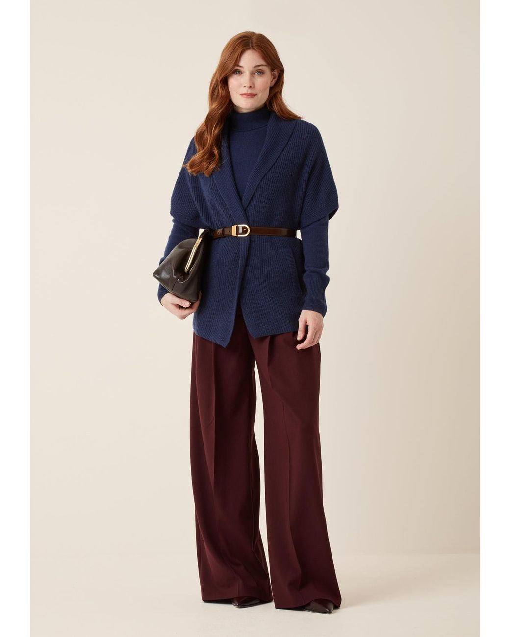 Loop Cashmere Blue Half Cardigan Sleeveless Cardigan