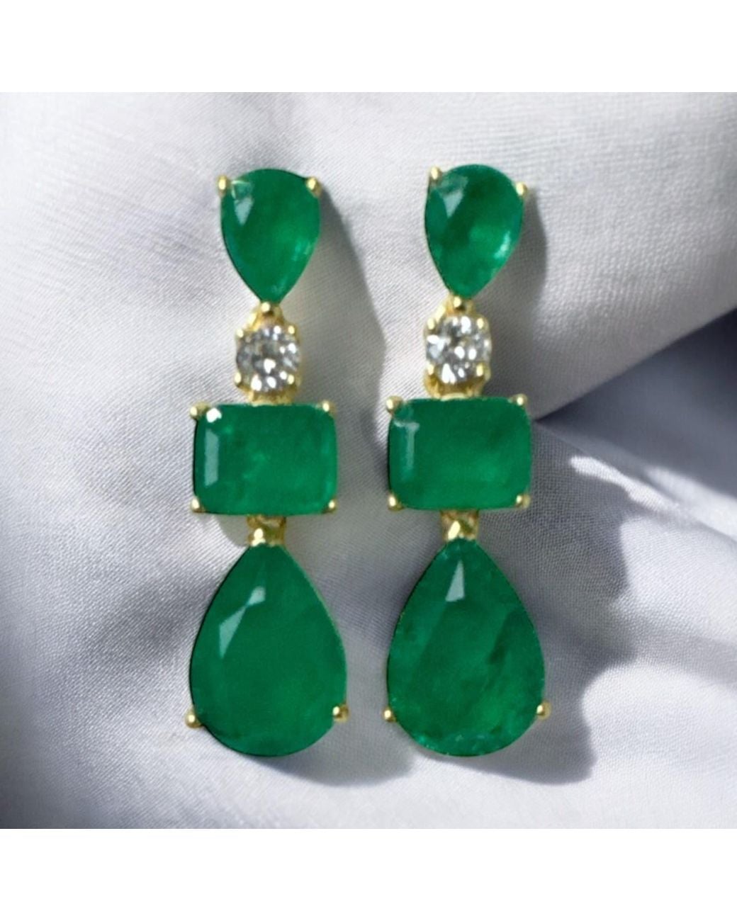 Latelita London Green Valentina Drop Earrings Colombian Emerald