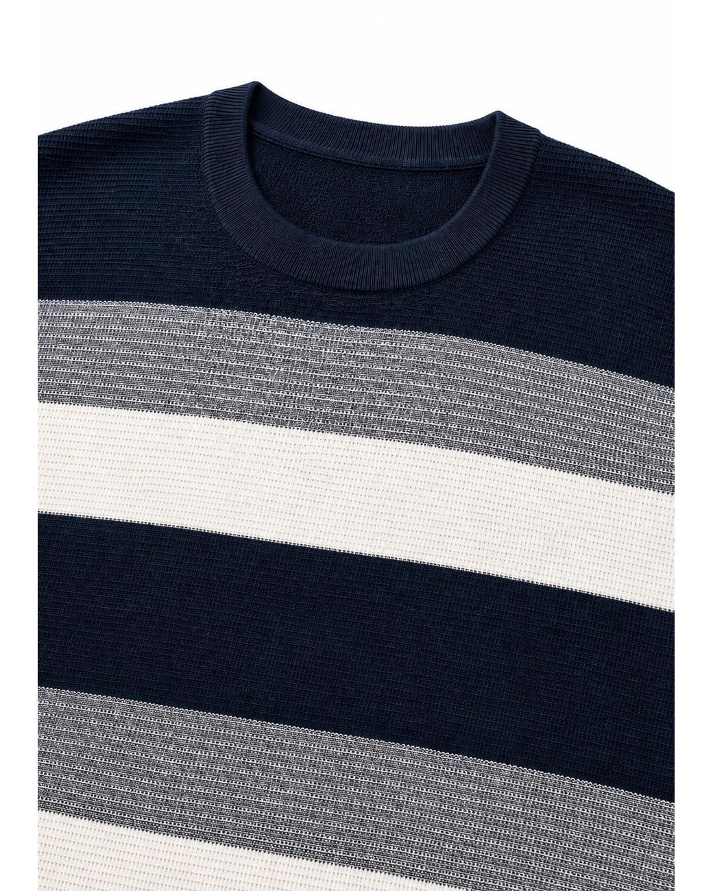 Vayla Blue Neutrals & Short Sleeve Striped Knitted Top for men