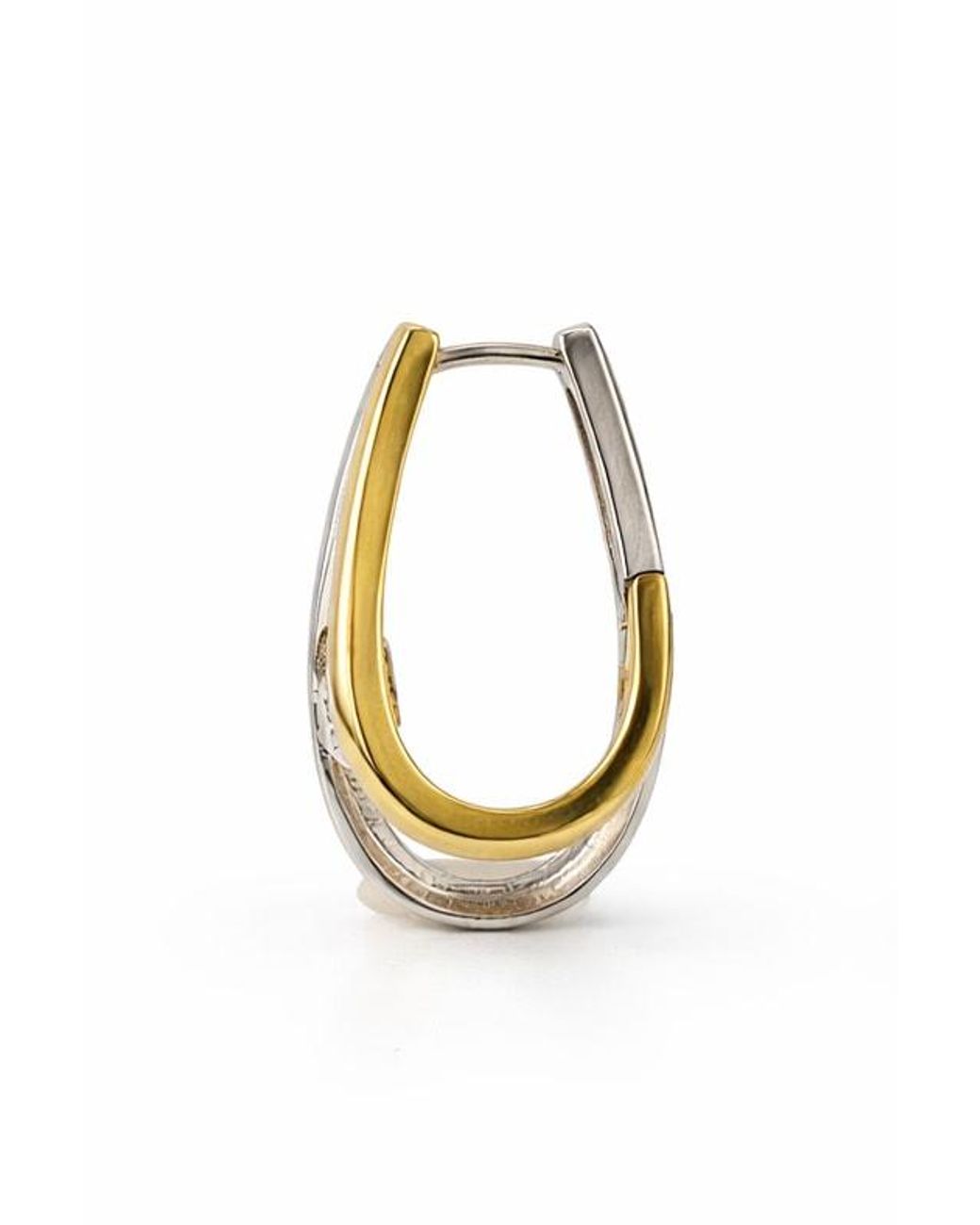The Link Between Metallic Pile Poil Two Tone Hoop Earrings