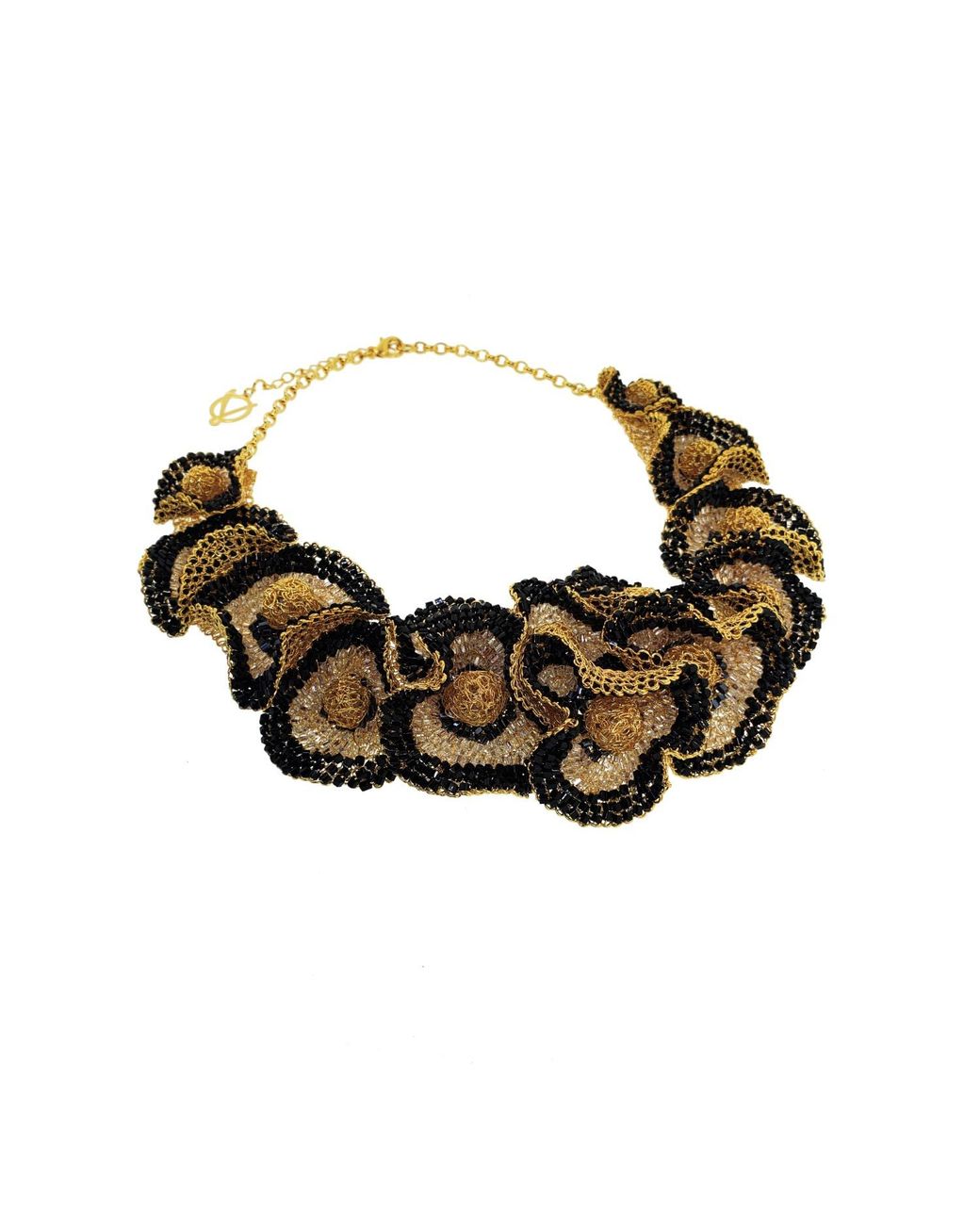 Lavish by Tricia Milaneze Black Mix Buttercup Crystal Handmade Necklace