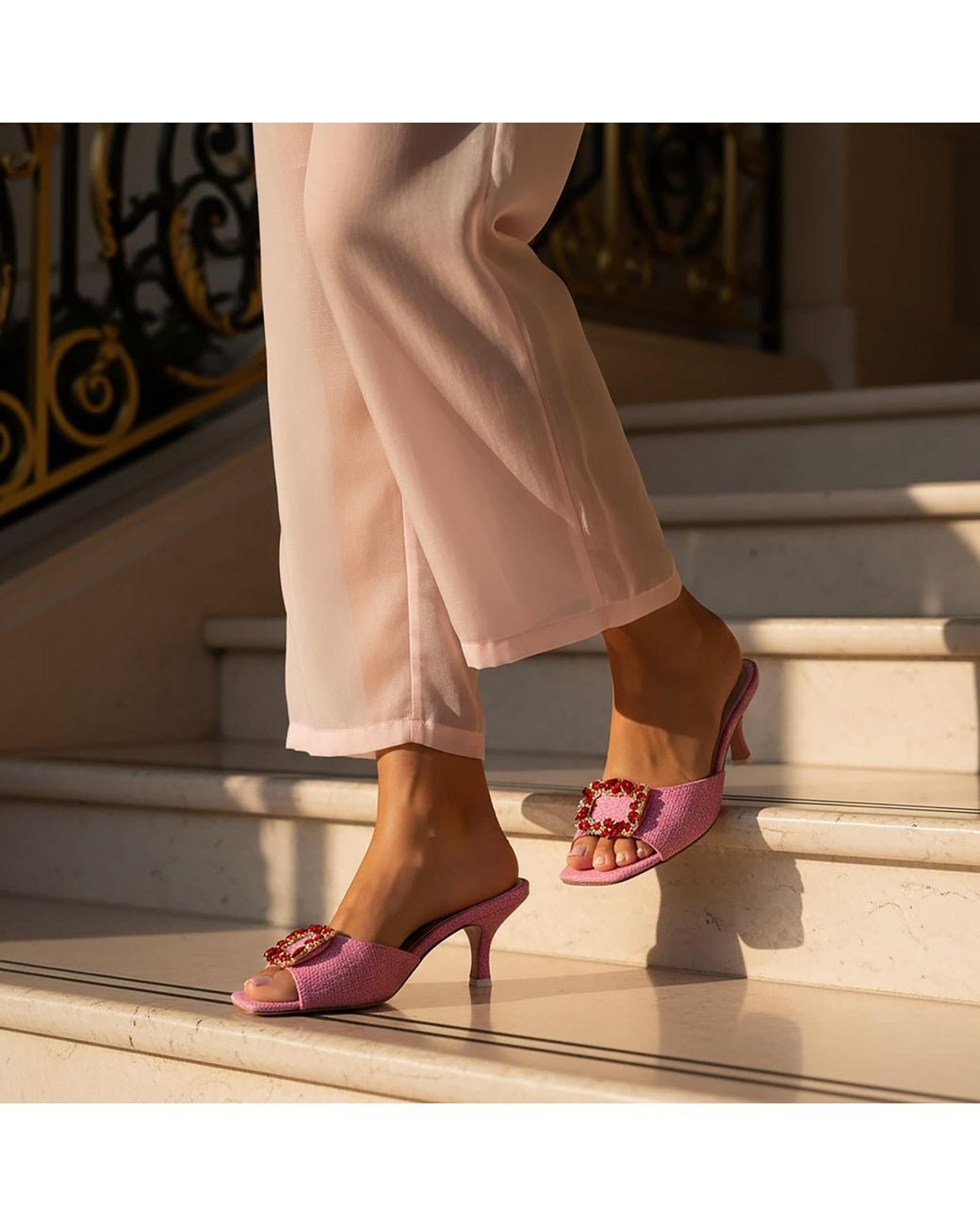 Beautiisoles by Robyn Shreiber Made in Italy Pink Eden Comfortable Slide Sandal