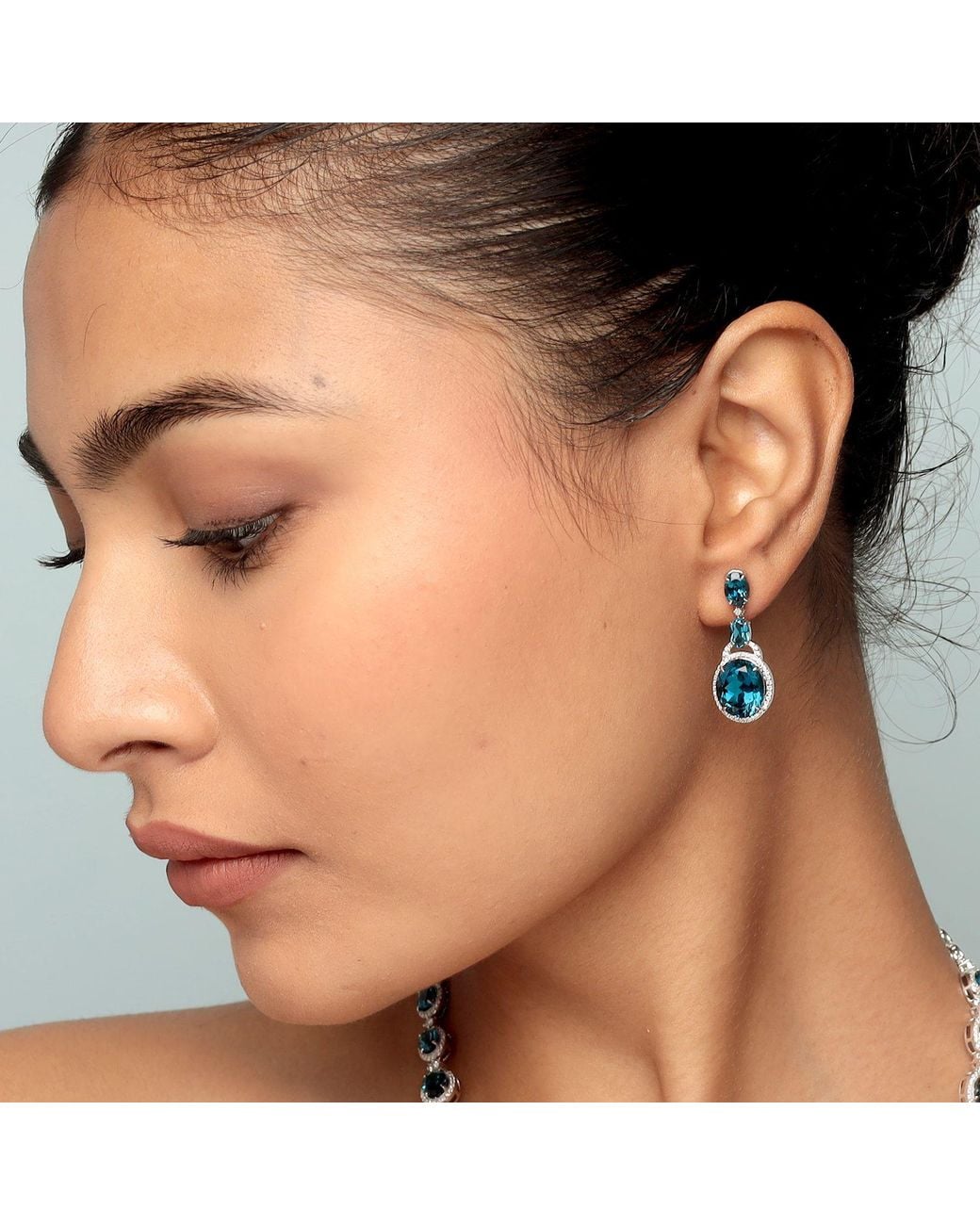 Artisan Blue London Topaz & Diamond Drop Earrings