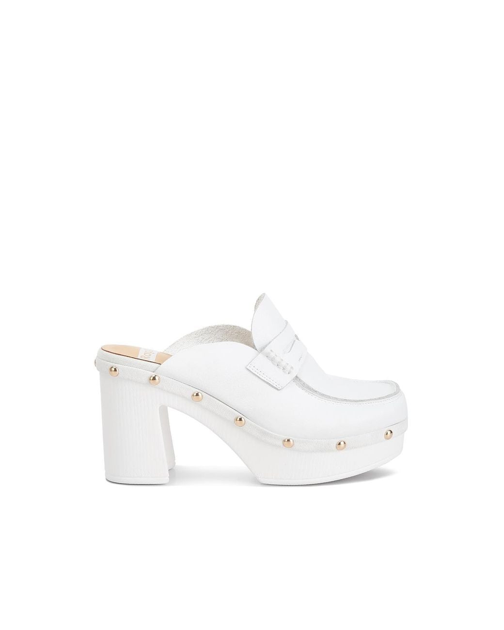Rag & Co White Lyrac Recycled Leather Platform Clogs