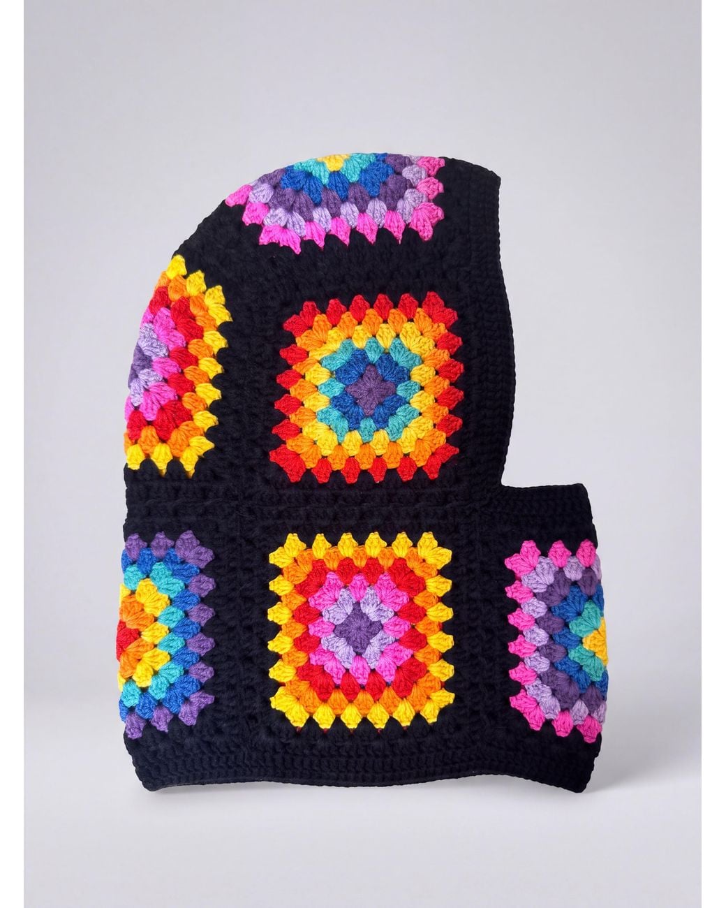 Ana Chic Black Granny Square Handmade Crochet Balaclava
