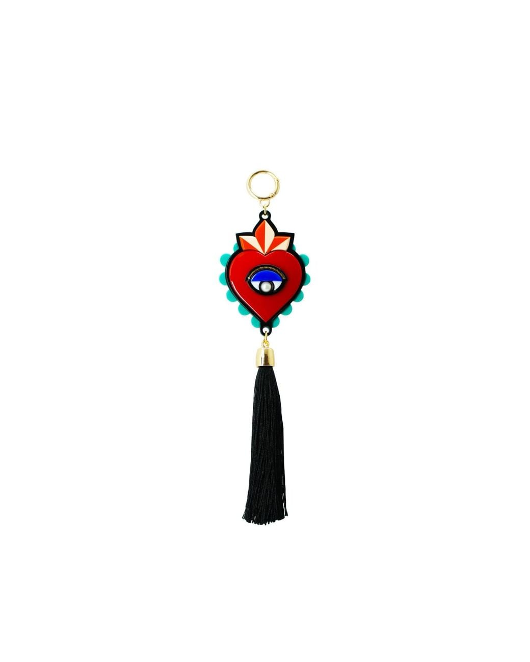 Gissa Bicalho Red Handmade Acrylic Keychain Heart Flame