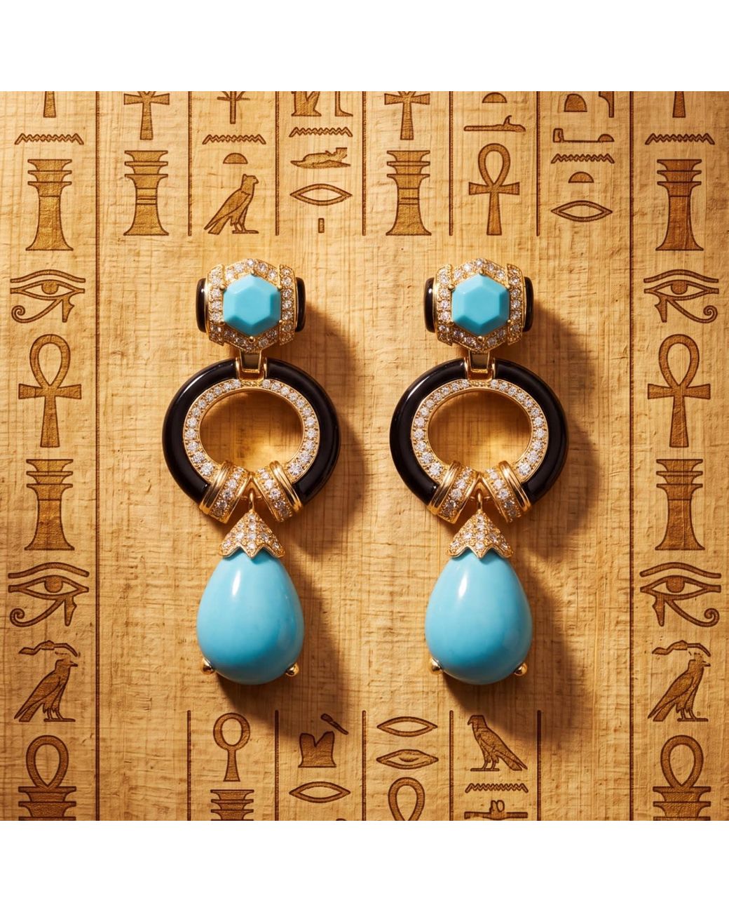 Latelita London Blue Clara Bow & Enamel Drop Earrings