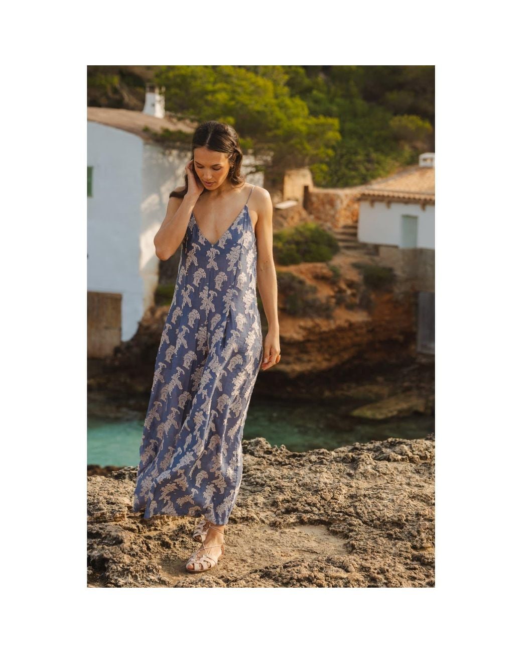 Traffic People Blue Wisdom & Pearls And Embroidered Ithaca Jumpsuit