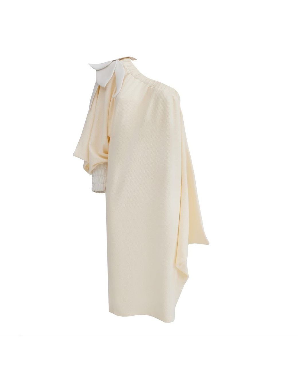 Julia Allert Natural Neutrals Cocktail One-Shoulder Midi Dress Ecru