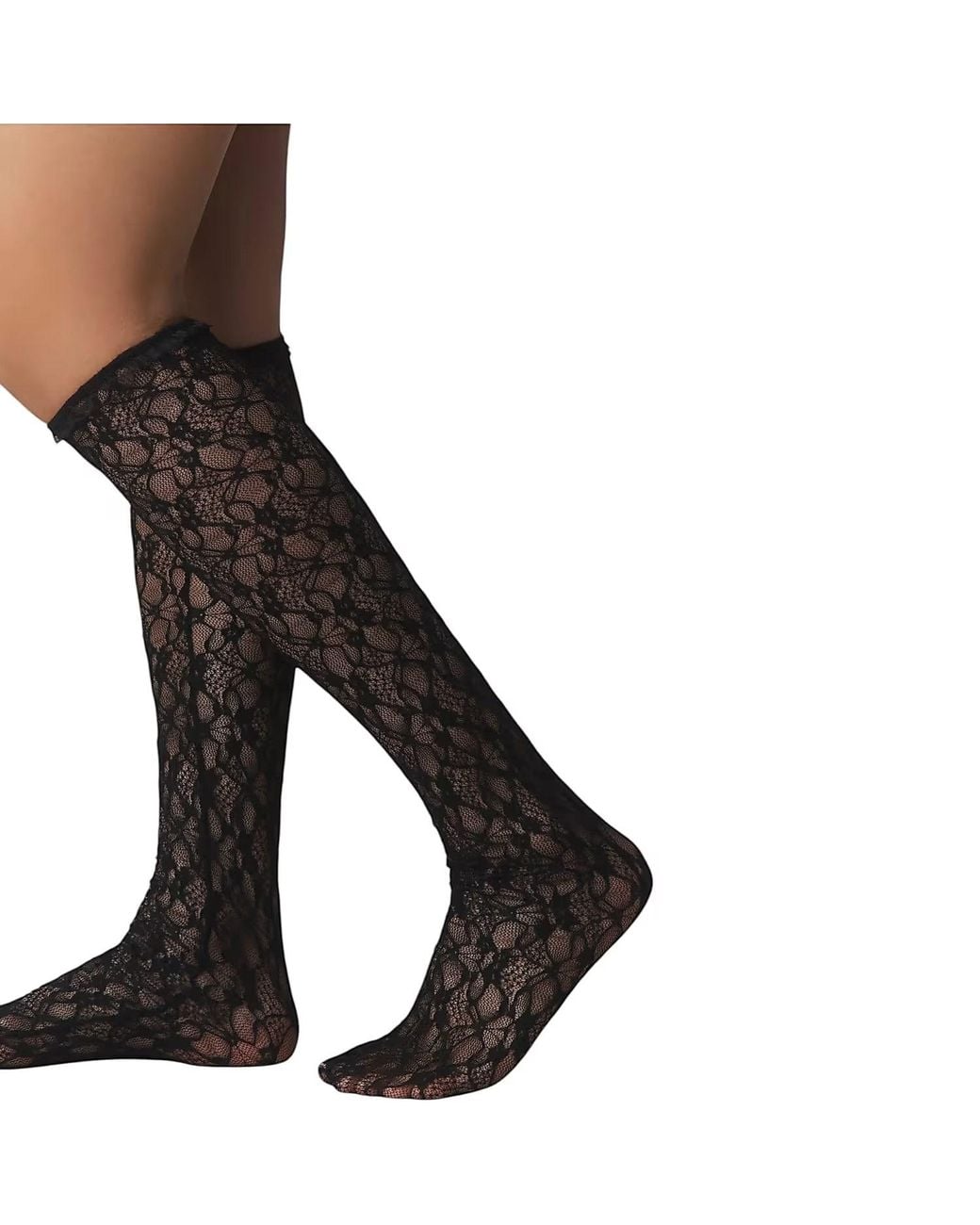 HIGH HEEL JUNGLE by KATHRYN EISMAN Black Lace Knee High Socks