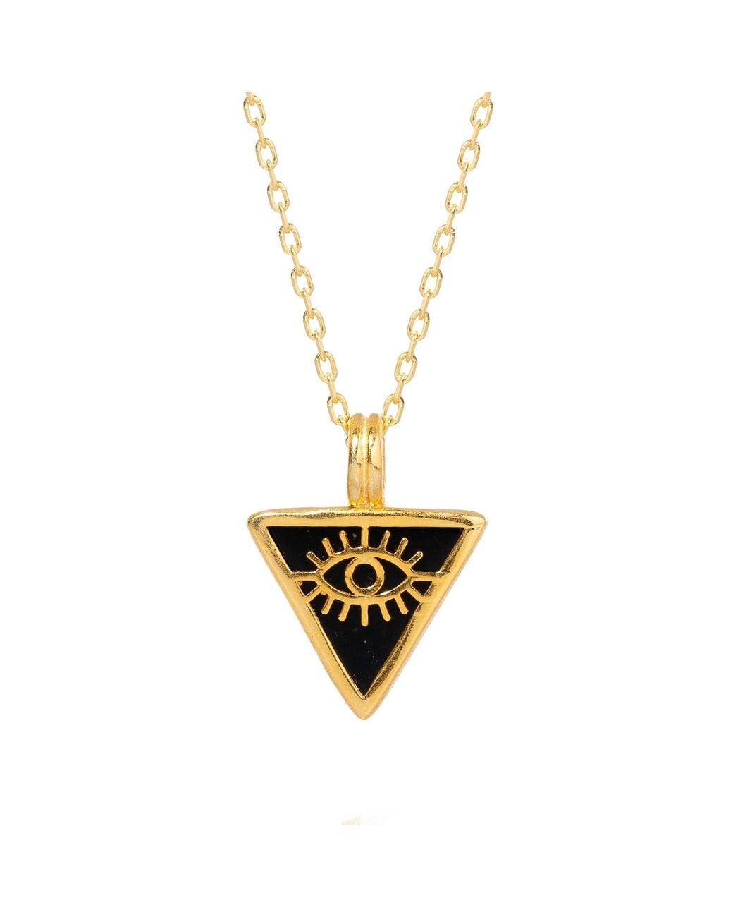 Ebru Jewelry Metallic Onyx & Triangle Pendant Evil Eye Talisman Necklace