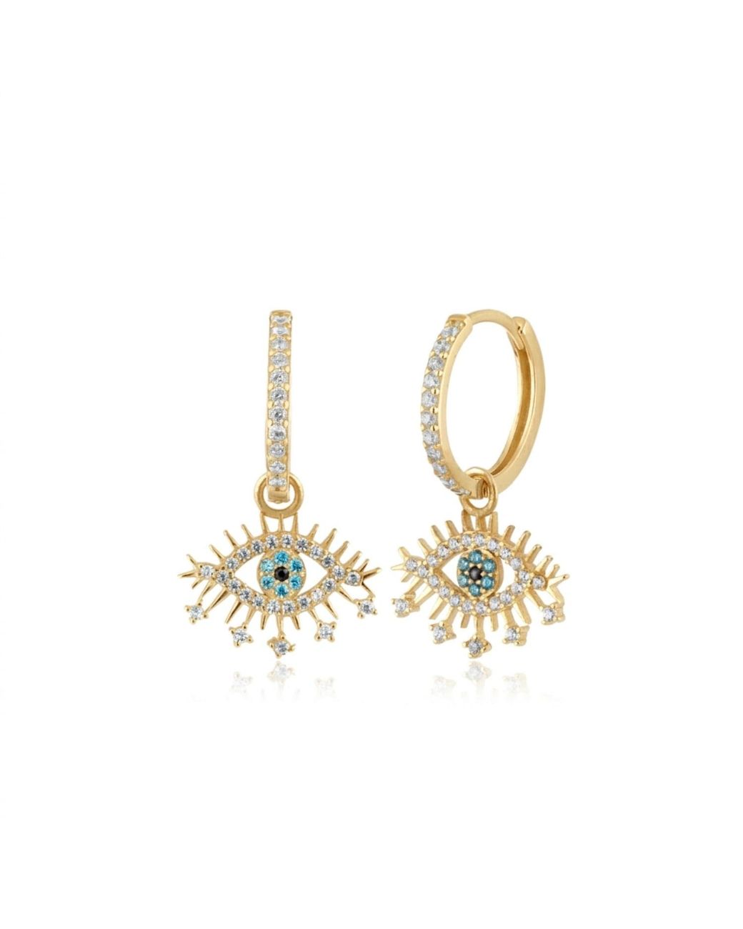 Spero London Metallic Evil Eye Earring Eye Eyelash Pave Sterling Earring
