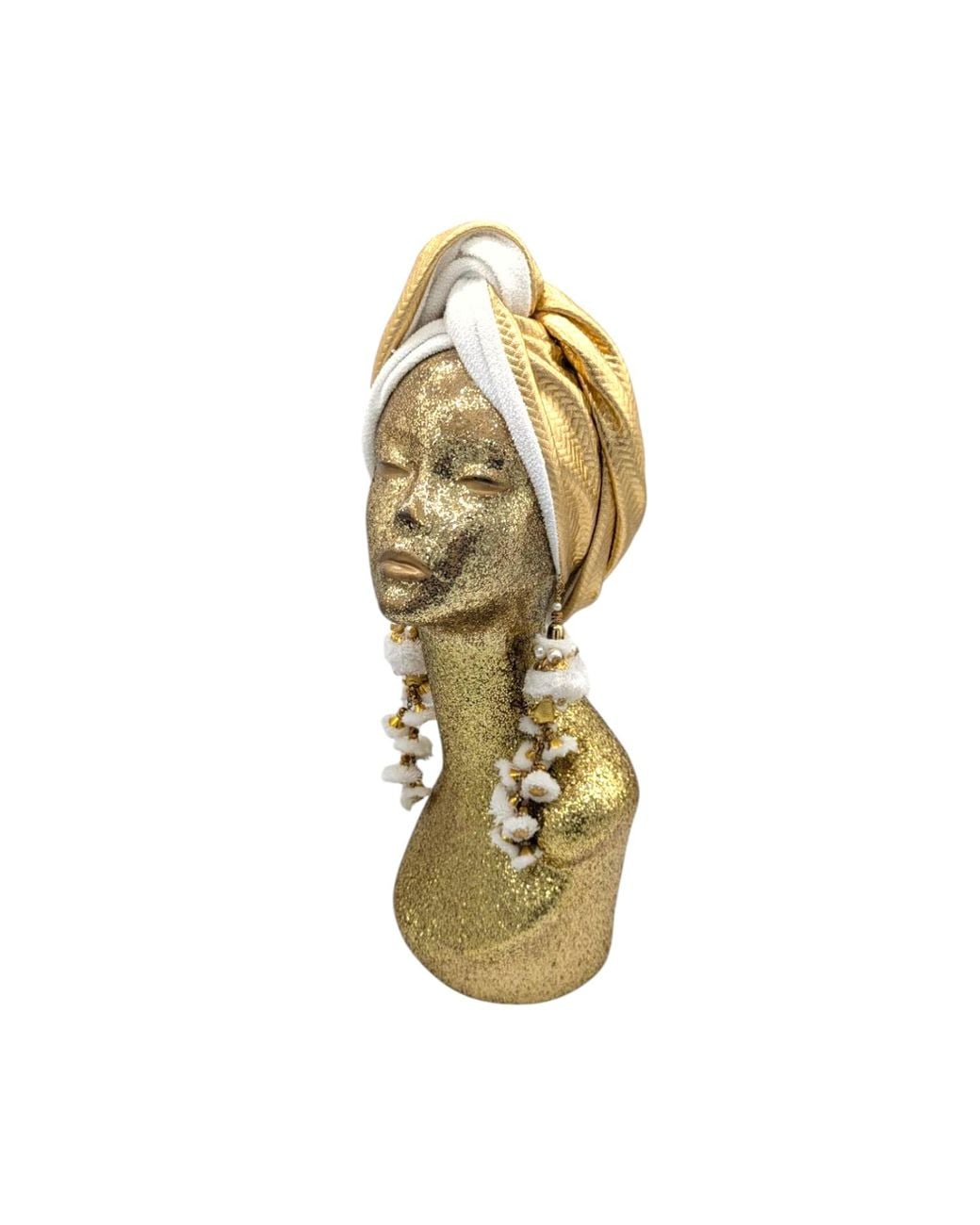 Julia Clancey Metallic Zia Golden Ivory Mestiza Reversible Turban