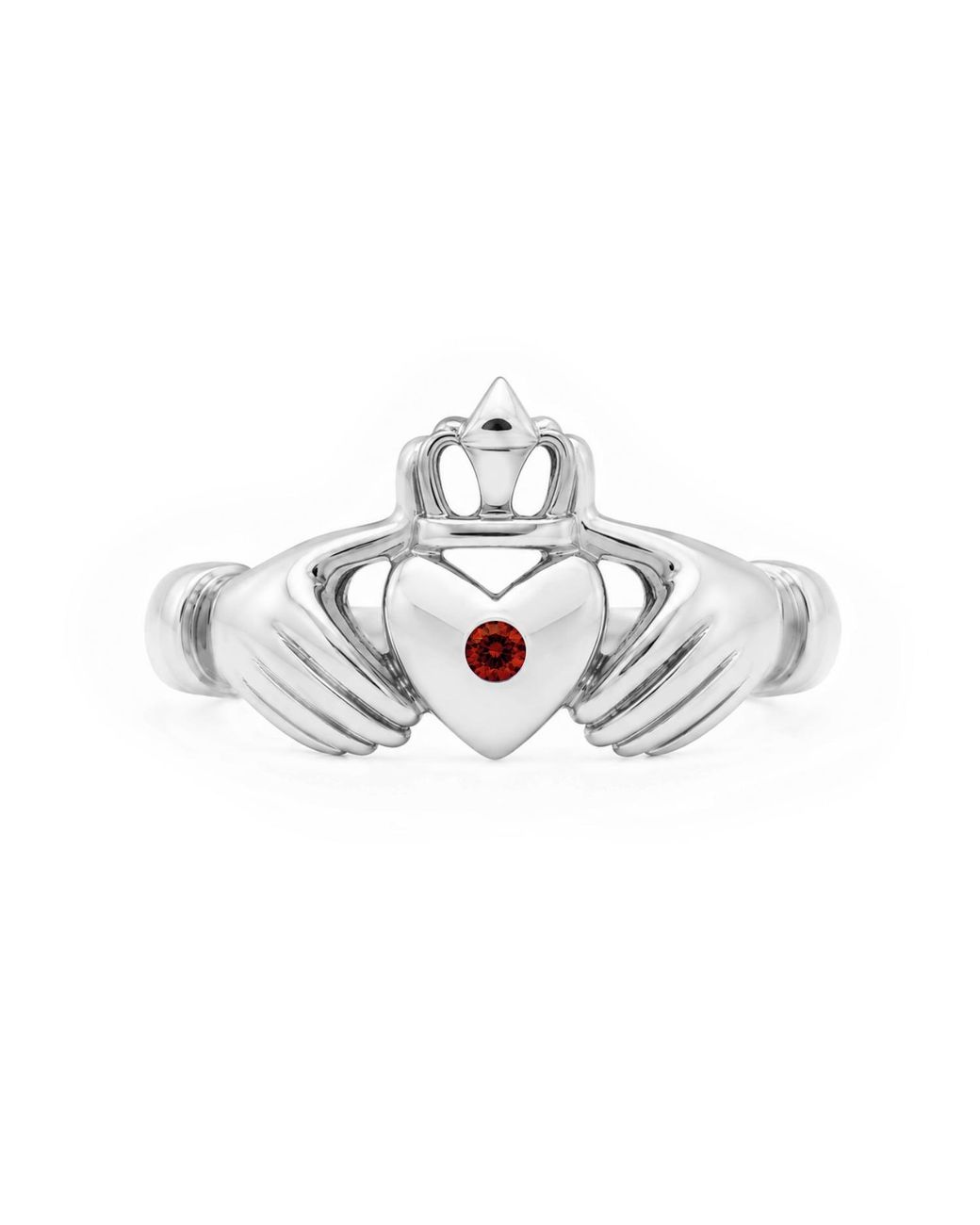 Unaloe Metallic Ruby Heart With Hands Ring – Sterling
