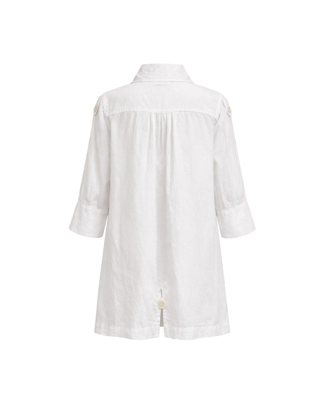 Conquista White Relaxed Button-Front Utility Shirt