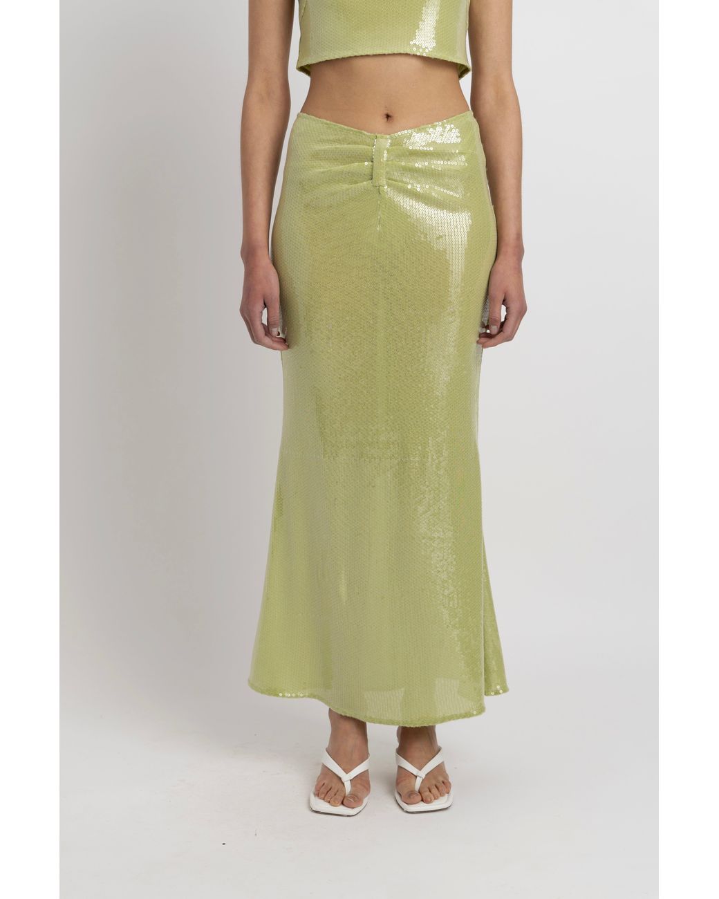 Amy Lynn Green Riva Lime Sequin Maxi Skirt