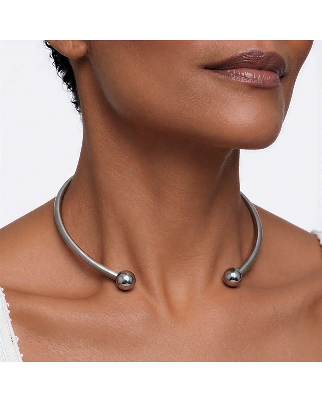 London Atelier Byproduct Metallic Stainless Steel Solid Ball Necklace