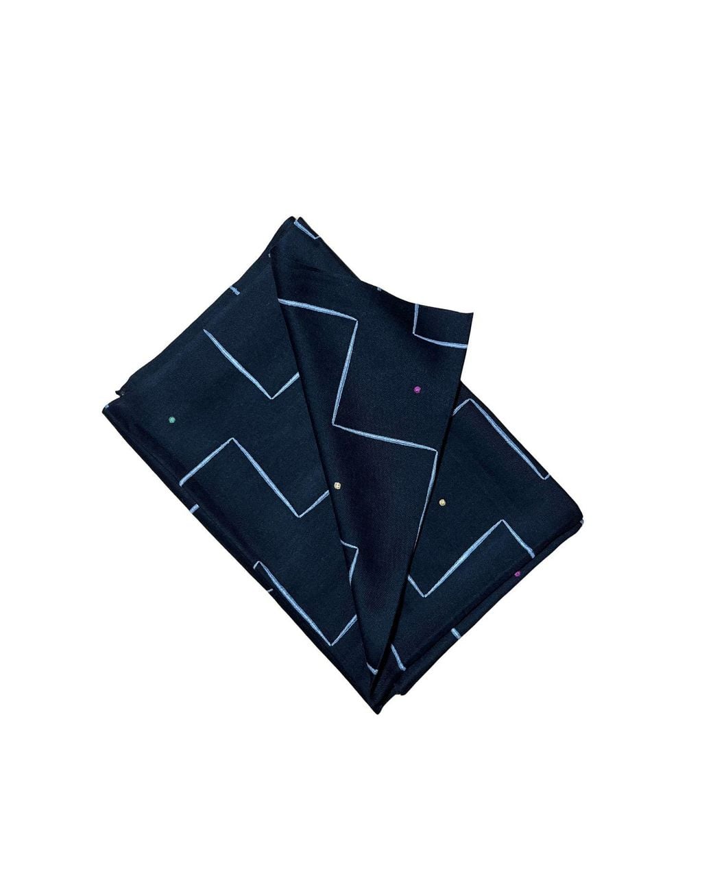 Heritagemoda Blue Embroidered Classic Cashmere Wool Silk Scarf for men