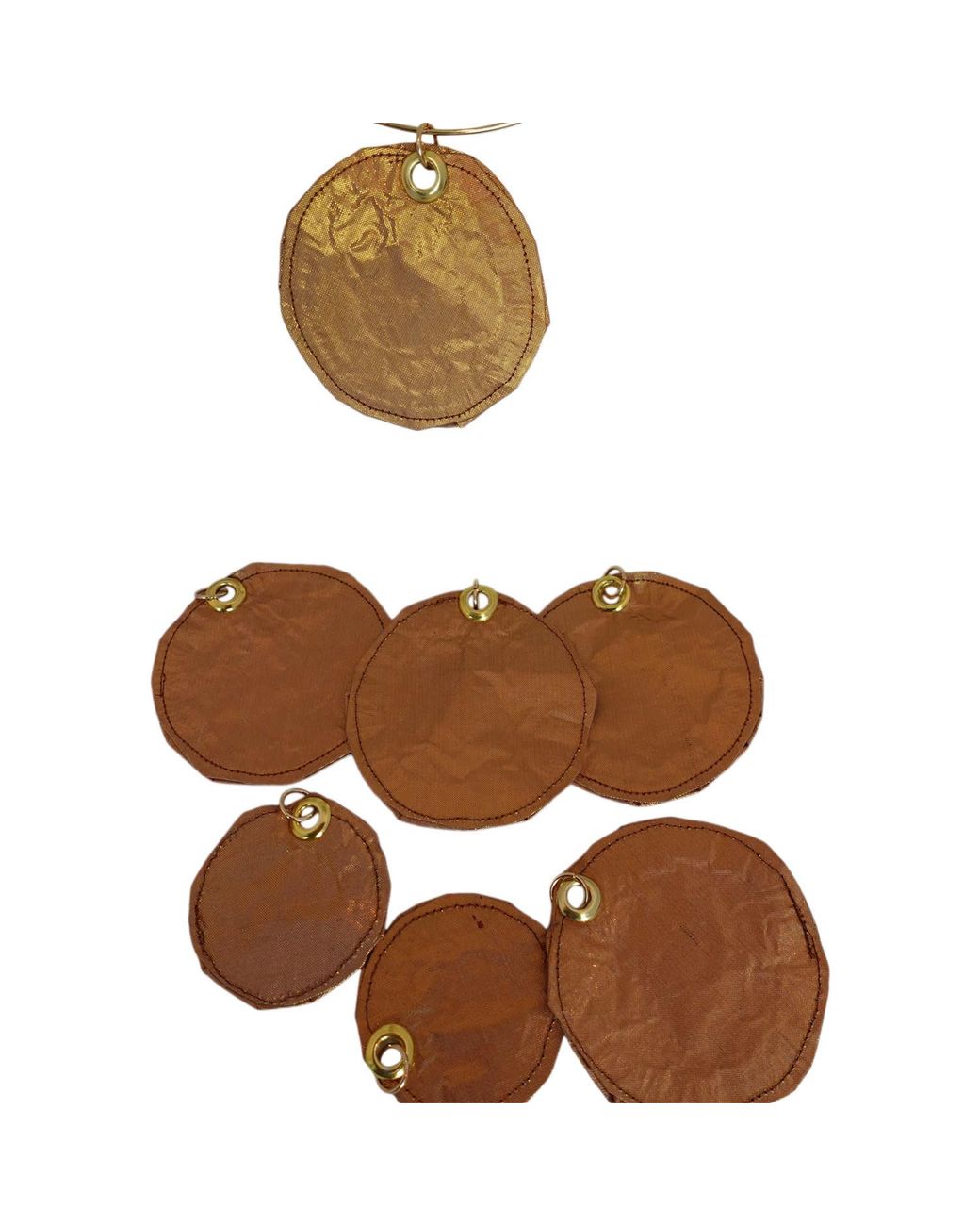 Romer Millinery Brown Metallic Silk Disc "Coin" Choker Copper