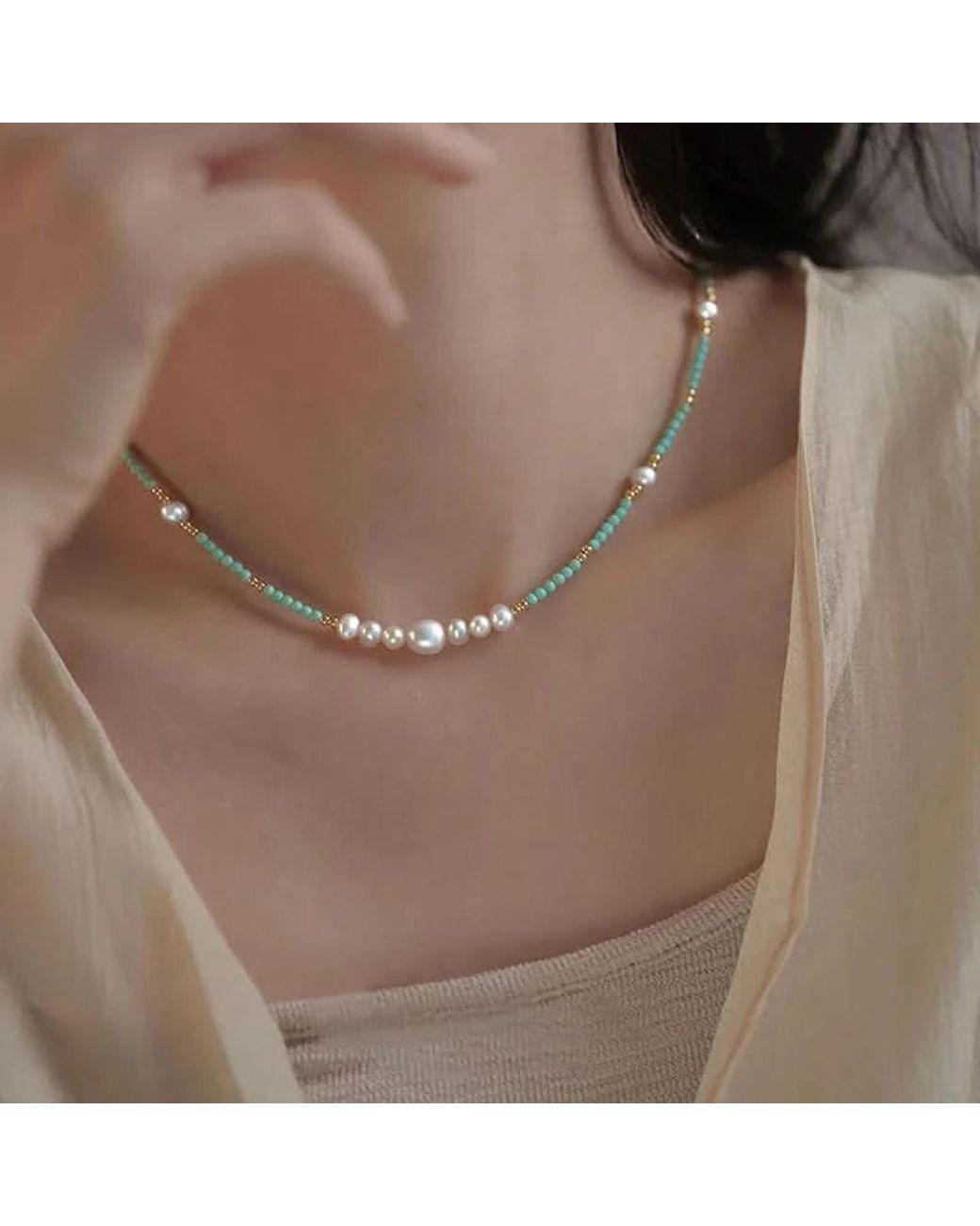 Angel Barocco Metallic Freshwater Pearl Beaded Necklace