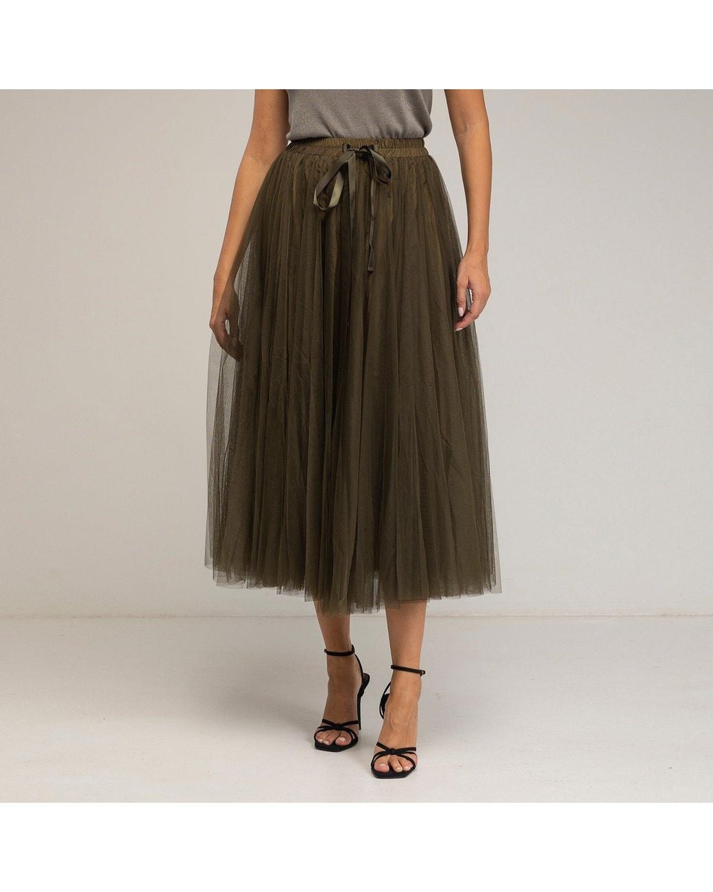 Tantra Spain Sl Brown Tulle Skirt With Multiple Layers And A-Line Cut With Elastic Waistband