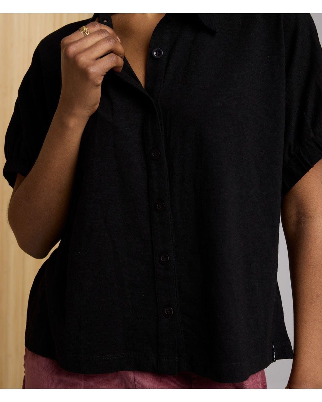 Known Supply Black Short Sleeve Button Up Tee