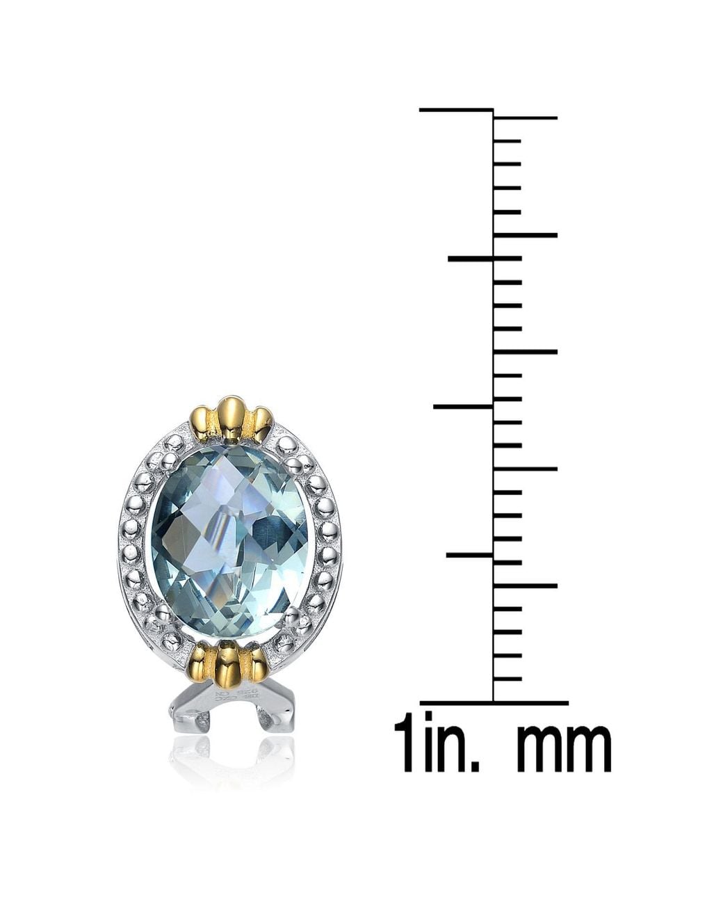 Genevive Jewelry Blue Cz Sterling Topaz Oval Earrings