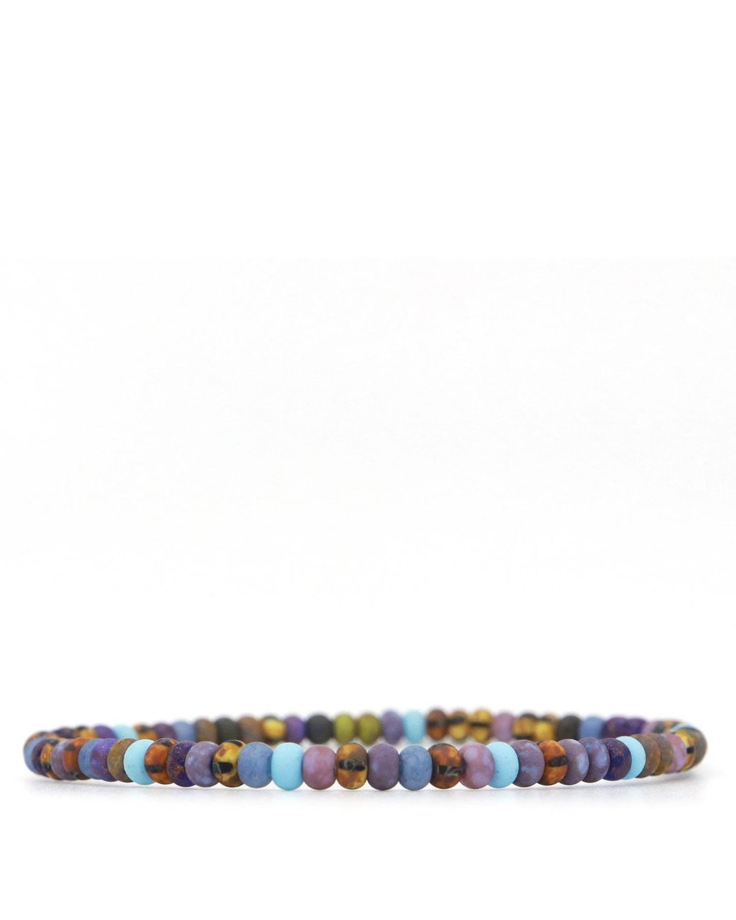 Shar Oke Blue Striped Czech Picasso Beaded Bracelet for men