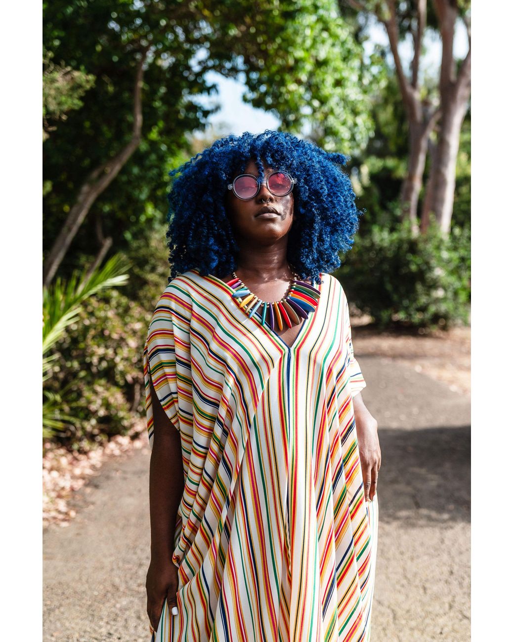 Jennafer Grace Metallic Cabana Stripe Caftan