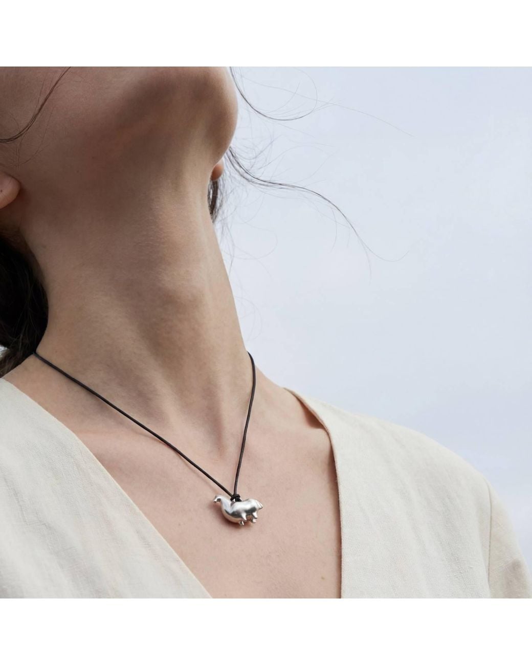 Pearl Code White Artisanal Horse Pendant – Symbolic Necklace With Cord for men