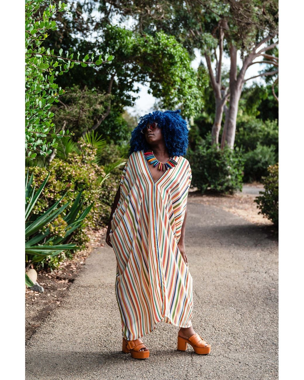 Jennafer Grace Metallic Cabana Stripe Caftan