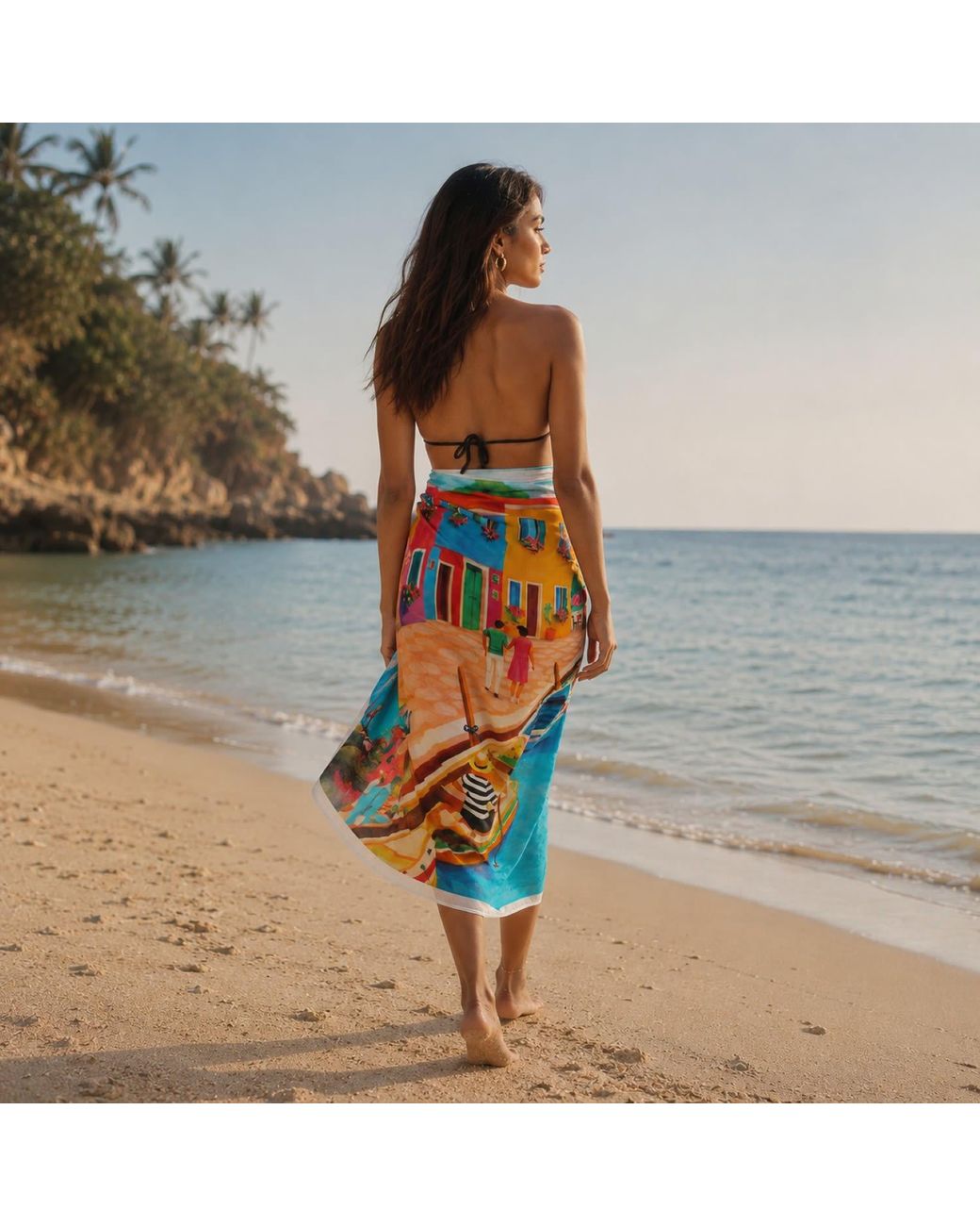 DHARA SHETH DUBAI Blue Mediterranean Escape Resort Cotton Sarong