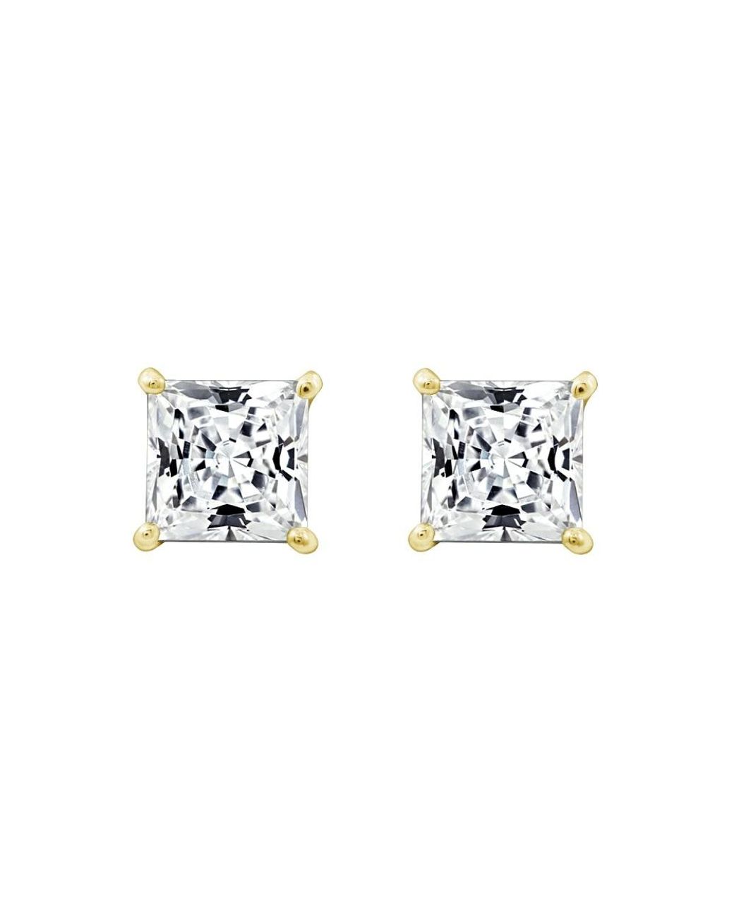 Diamonbliss White 5Mm Princess Cut Solitaire Stud Earrings