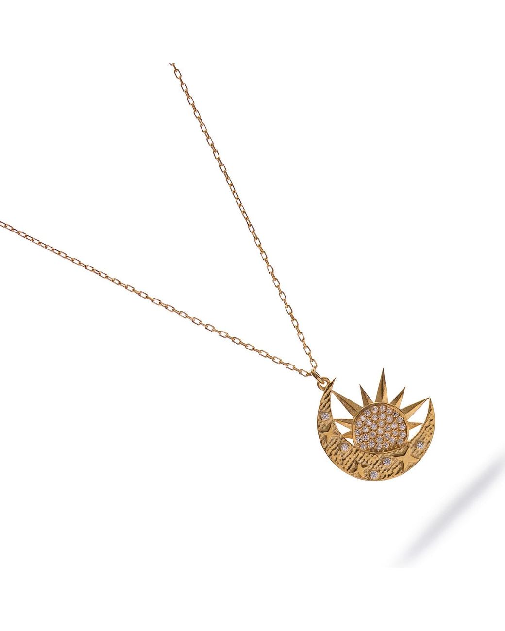 Ebru Jewelry Metallic Celestial Sun & Moon Diamond Necklace