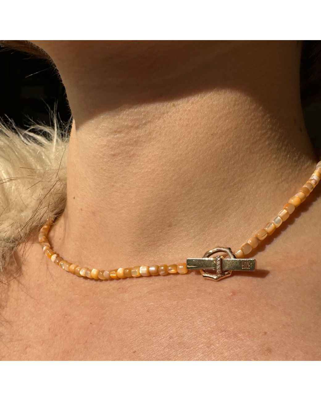 Ecce | Artisan Diamonds Metallic 14K Solid Colorful Pearl Bead Ecce Brand Bar Diamond Necklace