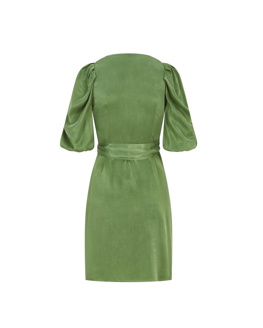 Femponiq Green Draped Vegan-Cupro Wrap Dress