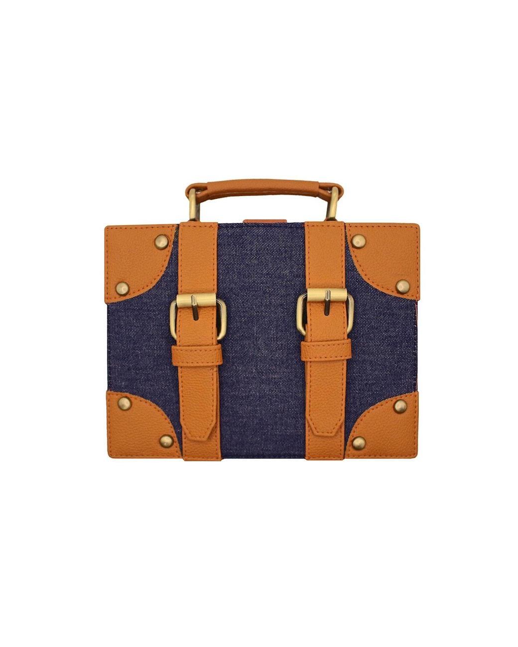 Richa Sharma Blue Mini Briefcase Denim And Vegan Leather Bag