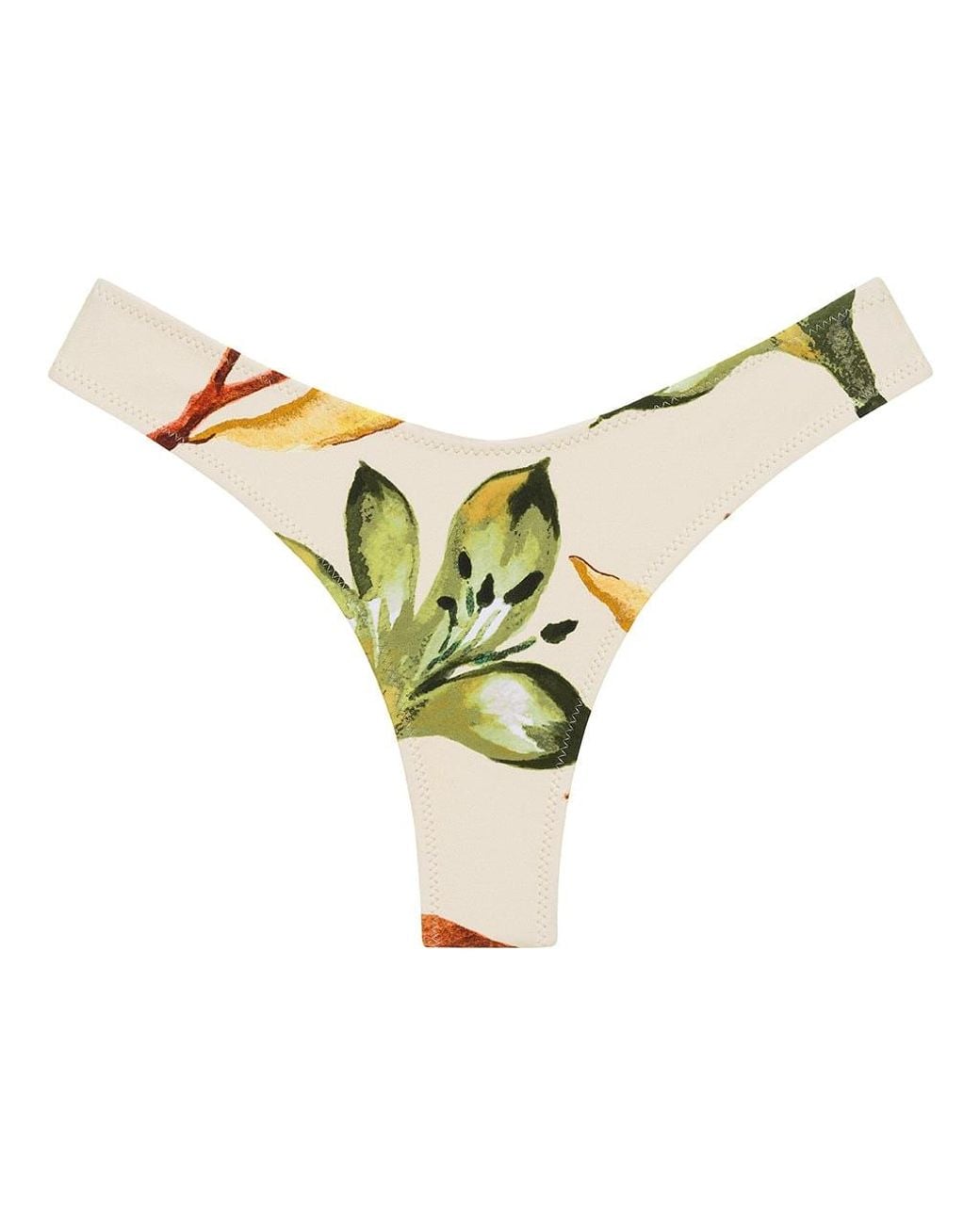 Montce Yellow Rooted Floral Lulu Zig-Zag Stitch Bikini Bottom