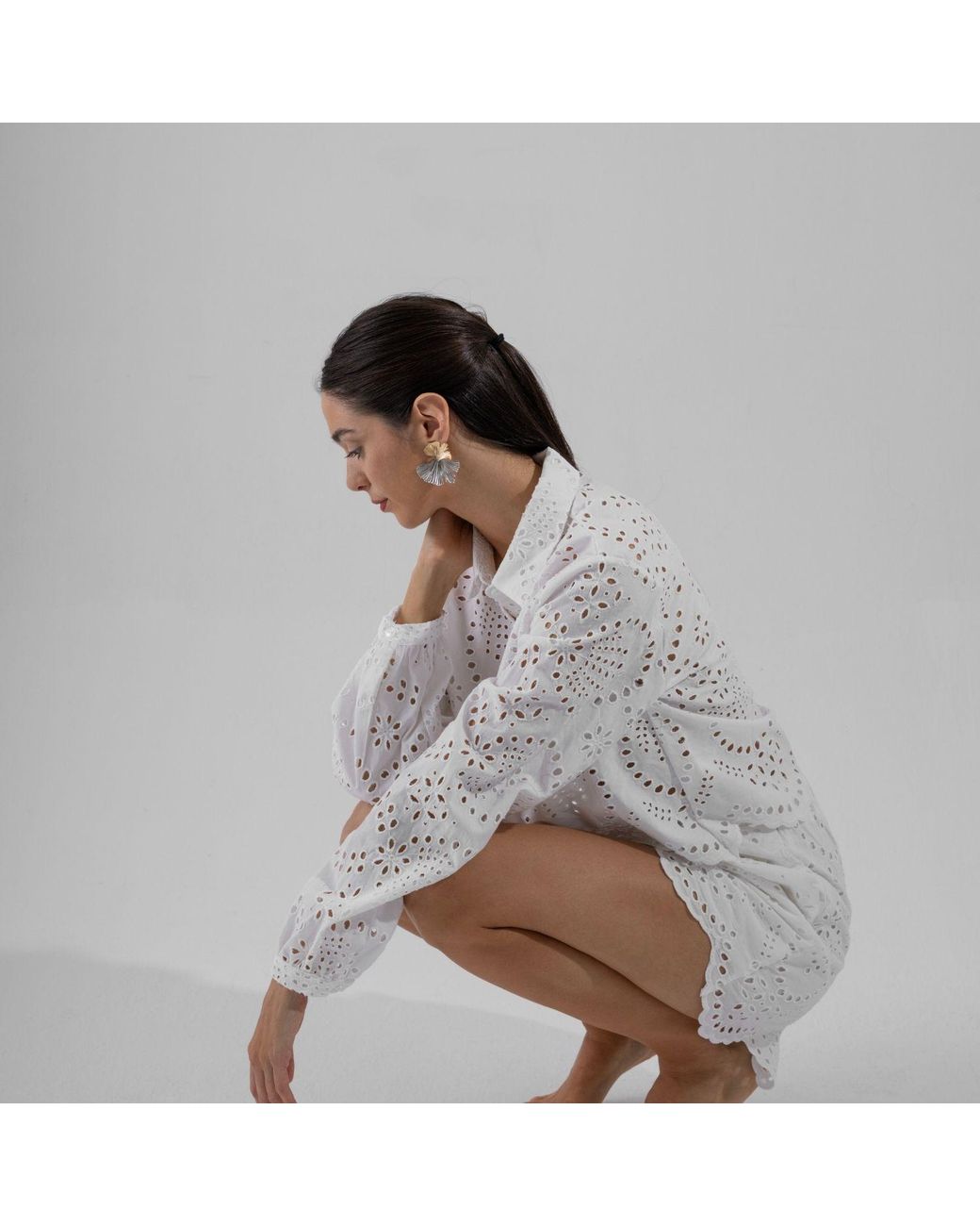 Thisisu Collection White Solstice Short -High Waist Broderie Short