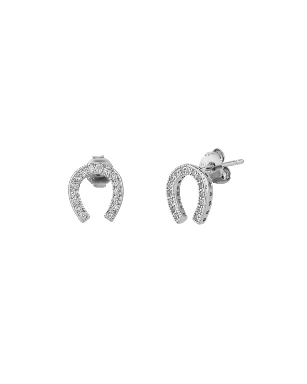 Spero London Metallic Sterling Horseshoe Stud Earring
