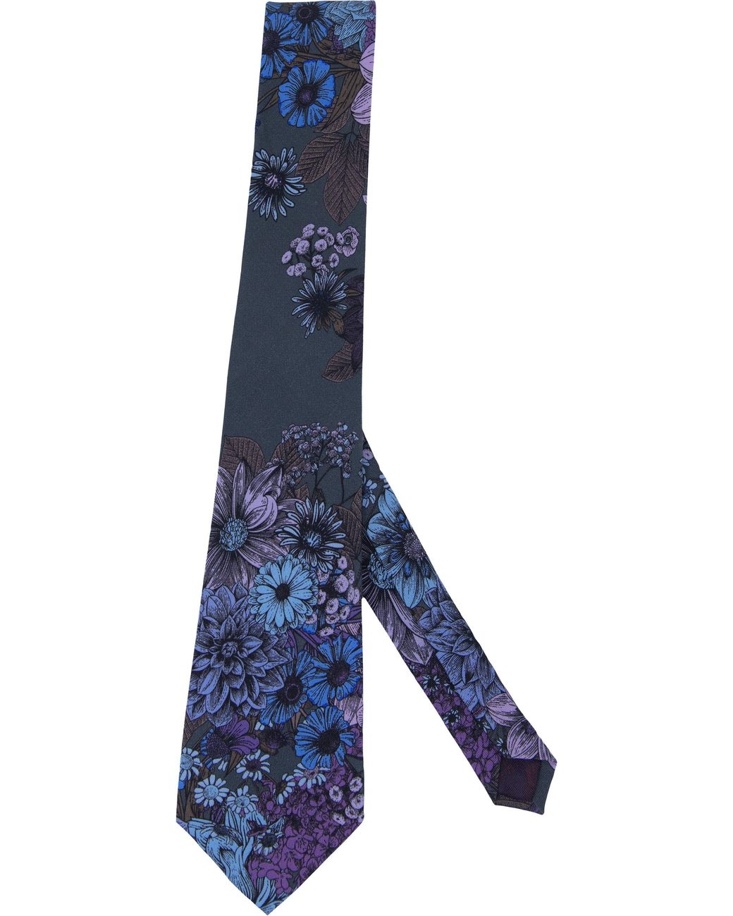 Lords of Harlech Blue Floral Merino Wool Polka Dot Silk-Lined Tie for men