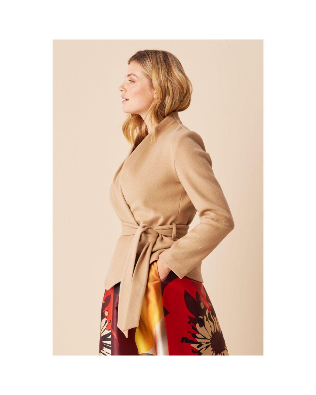 Marianna Déri Natural Wrap Jacket With Shawl Collar Sand
