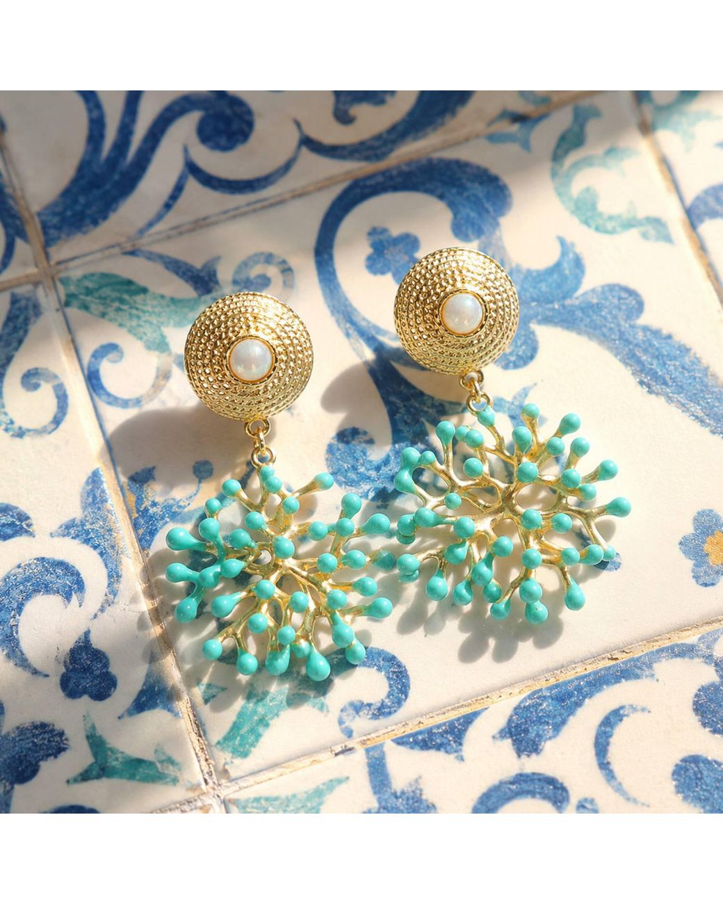 Malolo Jewelry Blue Fire Coral Earrings Reef