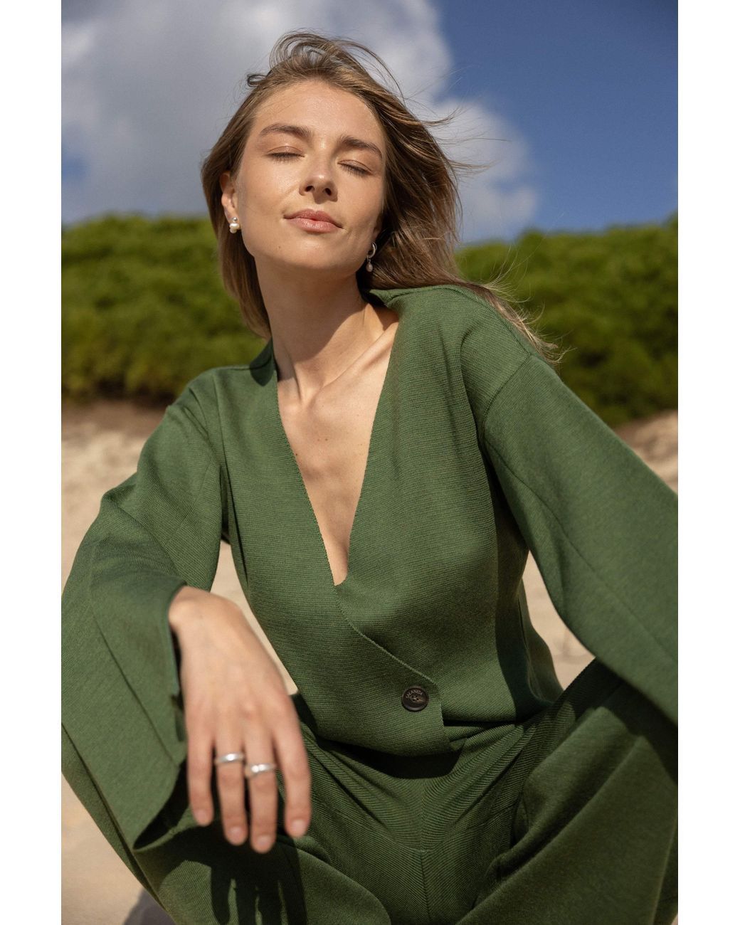 SALANIDA Green Galante Knitted 100% Merino Blazer