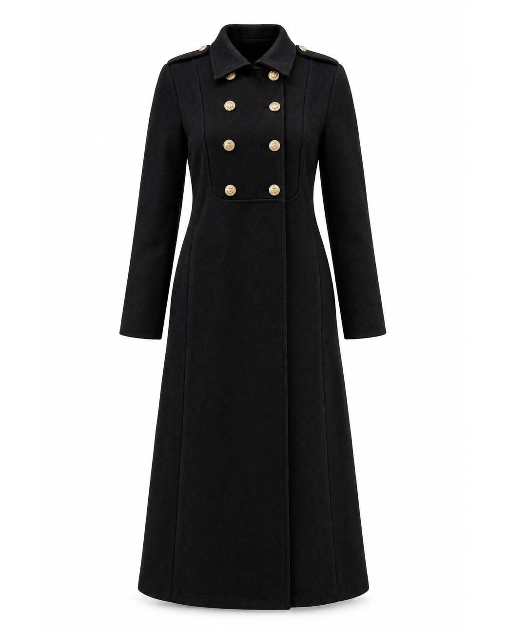 James Lakeland Black Military Long Coat
