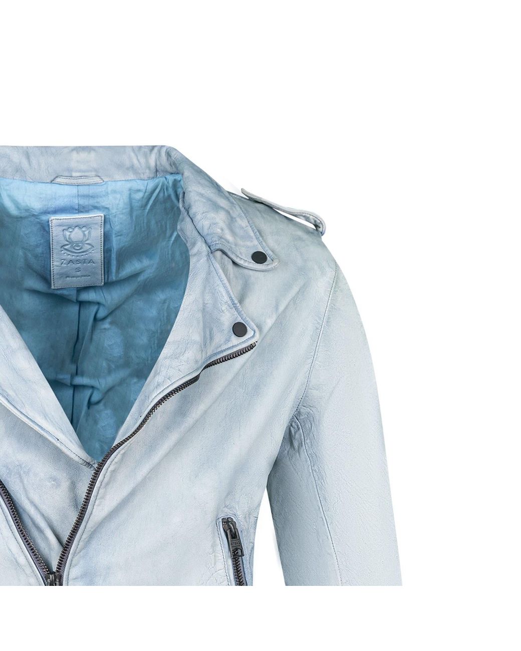 Zasta Studio Blue Storm Rider Biker Leather Jacket for men
