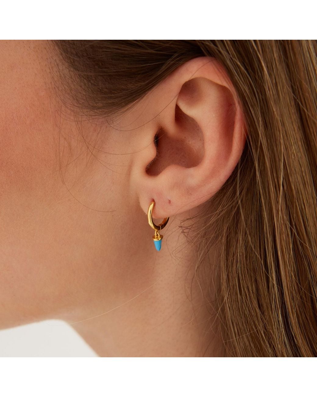 Spero London Metallic Spike Pave Hoop Drop Earrings