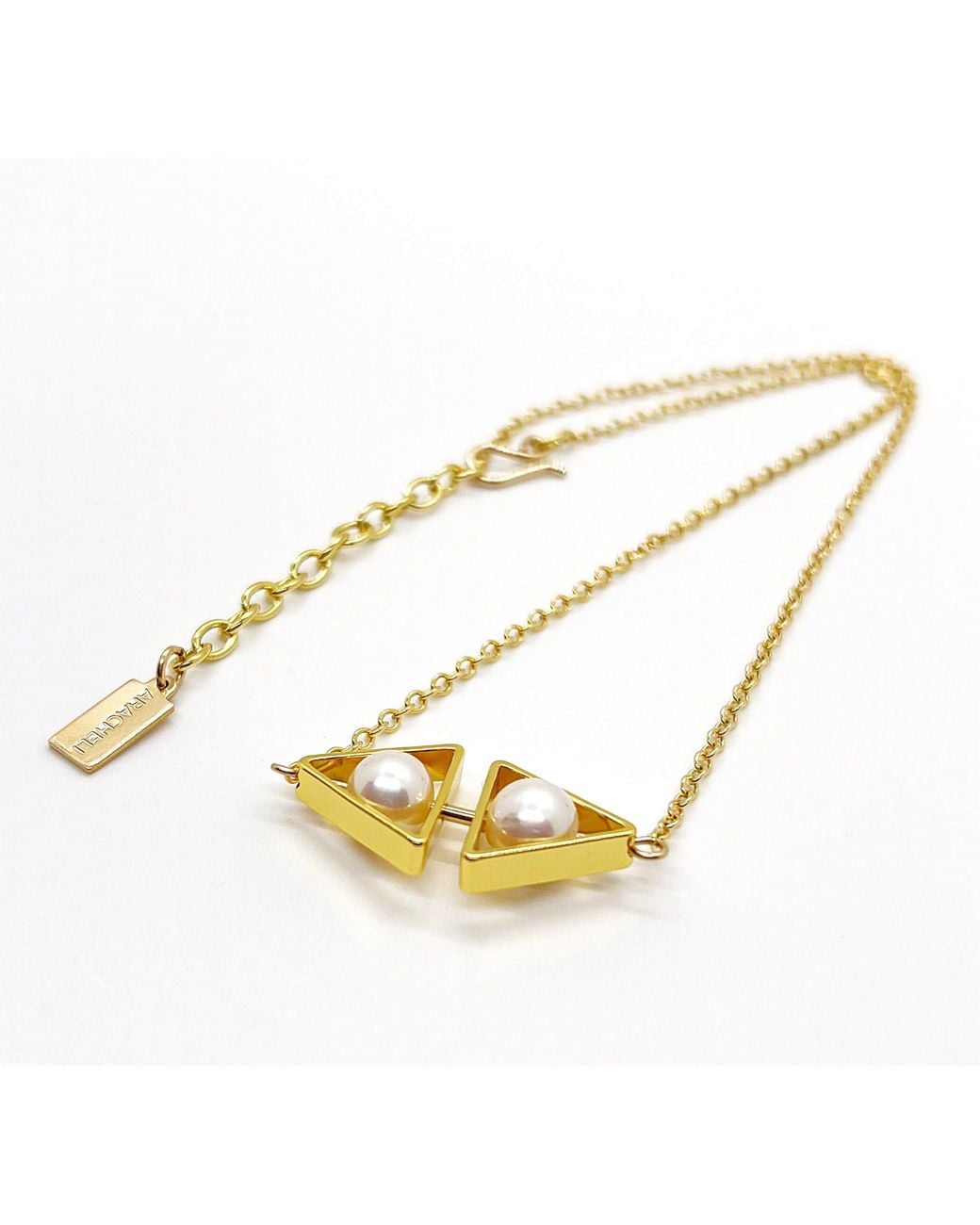 Aracheli Studio Metallic Double Triangle Pearl Art Choker Necklace