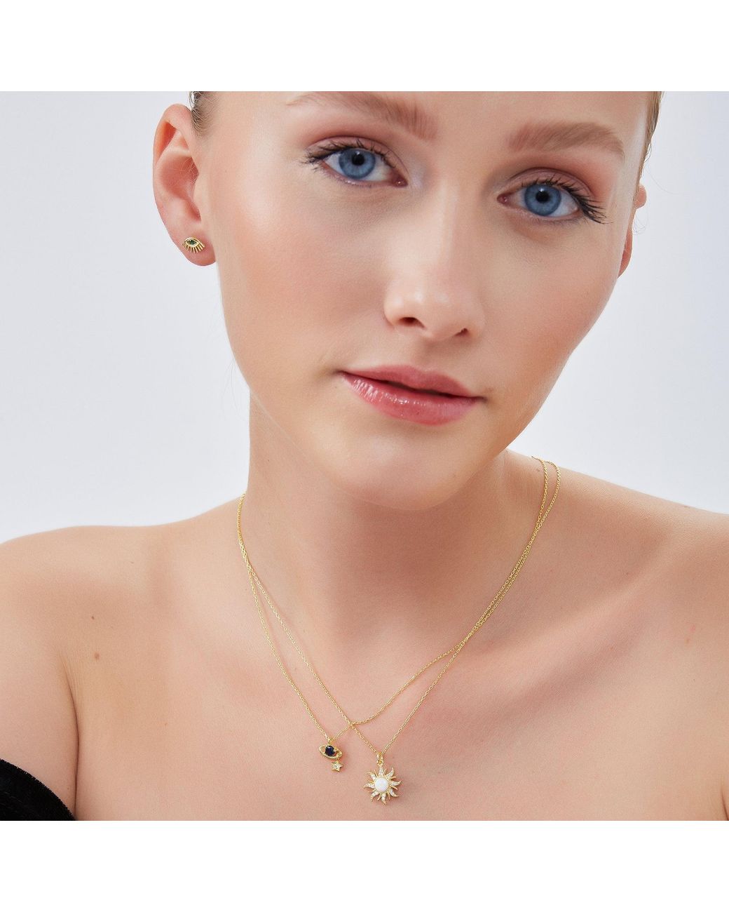 Spero London Metallic Opal Sun & Sunburst Necklace